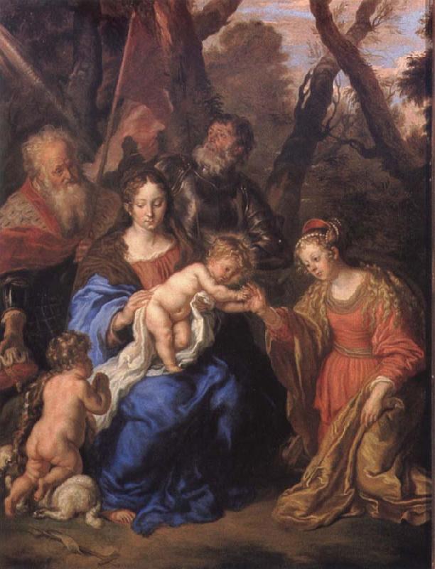 SANDRART, Joachim von The mystic marriage of St Catherine with SS Leopold and William oil painting picture